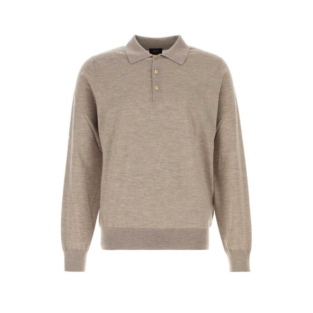 Brioni Men Dove Grey Cashmere Blend Polo Shirt